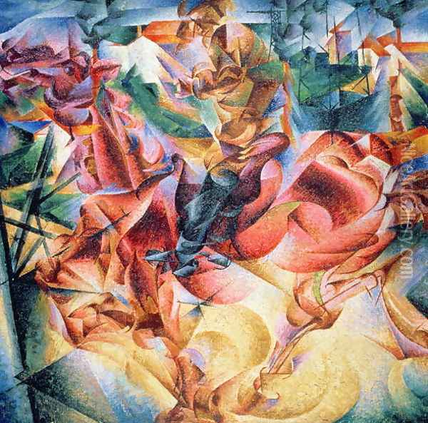 Elasticity, 1916 Oil Painting - Umberto Boccioni
