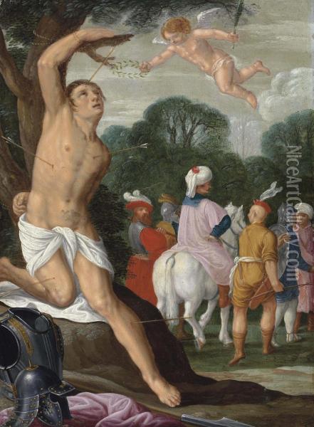 The Martyrdom Of Saint Sebastian Oil Painting - Johann Konig