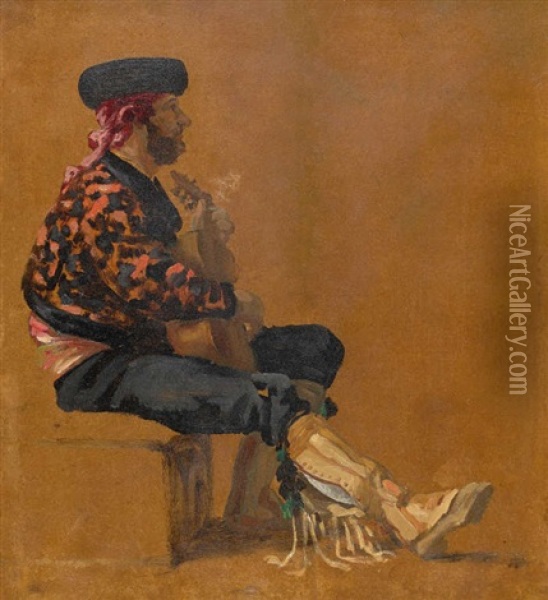 Espagnol Jouant De La Guitare Oil Painting - Georges Jules Victor Clairin