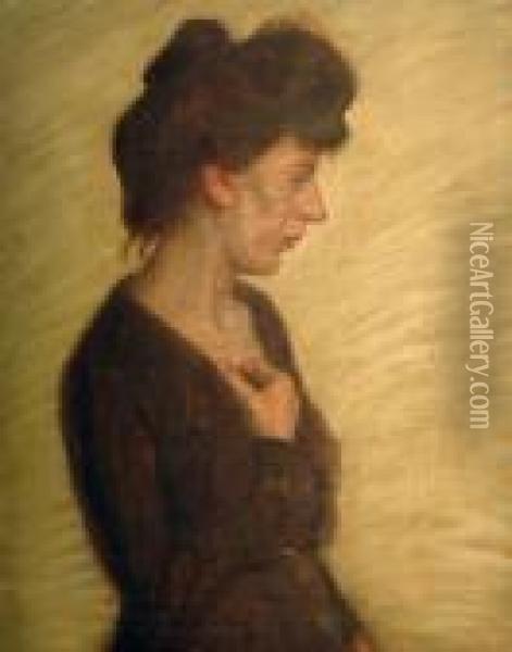 Portrait De Femme Oil Painting - Raphael-Leon Leguilloux