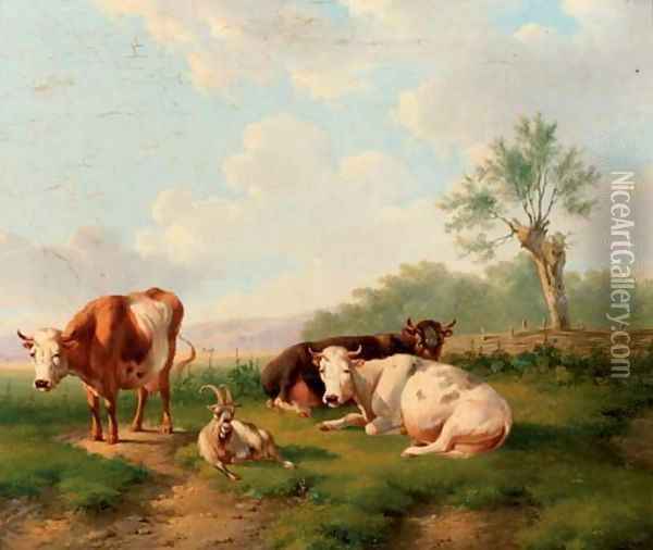 Cattle in an extensive landscape Oil Painting - Albertus Verhoesen
