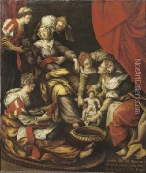 The Birth Of The Virgin Oil Painting - Frans I Vriendt (Frans Floris)
