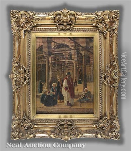 A Teacher And Students In The Corner Of A Mosque Oil Painting - Marco De Gregorio