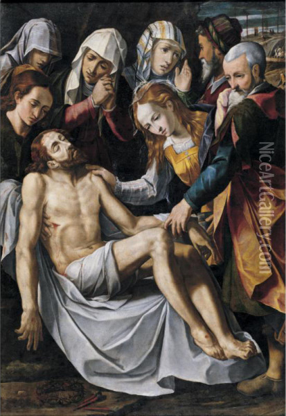 Descent From The Cross Oil Painting - Gaspar Becerra