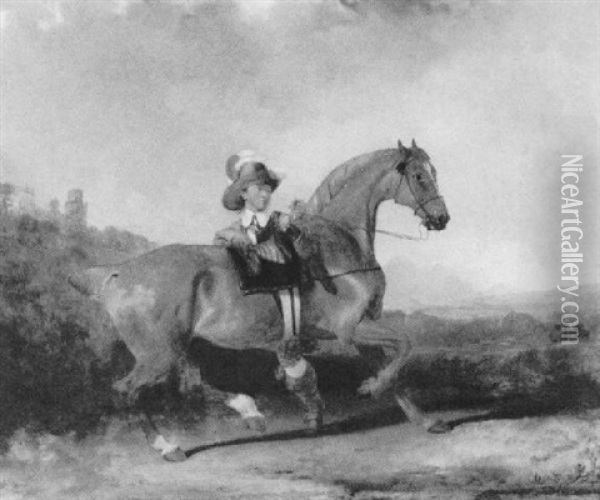 Ein Junger Englischer Adliger Besteigt Sein Pferd Oil Painting - Abraham Cooper