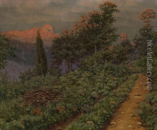 Mountainous Path Oil Painting - Boris Vasilievich Bessonov