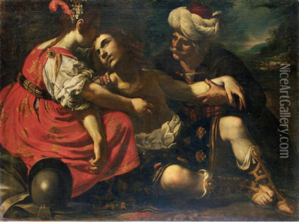 Erminia E Tancredi Oil Painting - Rutilio Lorenzo Di Manetti