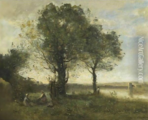 Brume Matinale Au Marais Oil Painting - Jean-Baptiste-Camille Corot