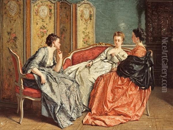 The Conversation Oil Painting - Victor Joseph Chavet