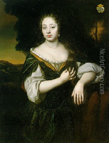 Portrait Of A Young Lady Of The Grefarth Family Oil Painting - Caspar Netscher