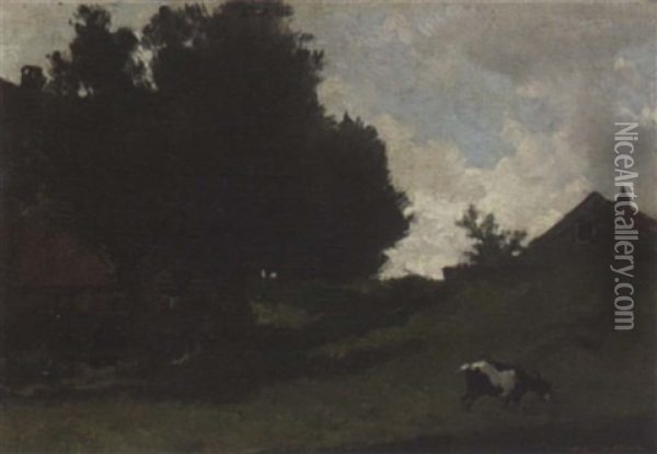 Summer Landscape With A Grazing Goat Oil Painting - Frederik Nachtweh