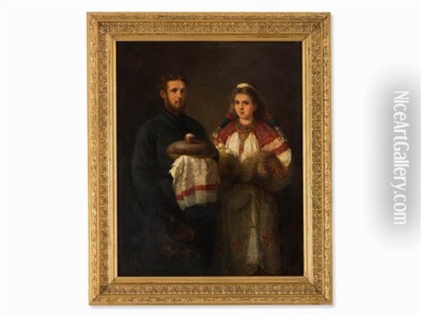 Ukrainian Couple Oil Painting - Wilhelm Amandus Beer