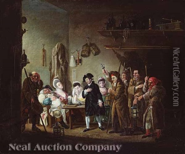 A London Tavern Scene Oil Painting - William Hogarth