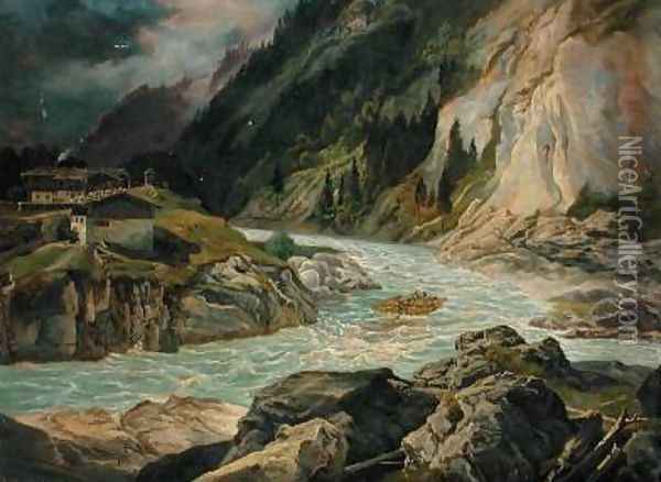 Rapids on the River Isar 1830 Oil Painting - Carl Morgenstern