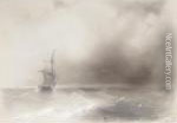 Ship On High Seas Oil Painting - Ivan Konstantinovich Aivazovsky