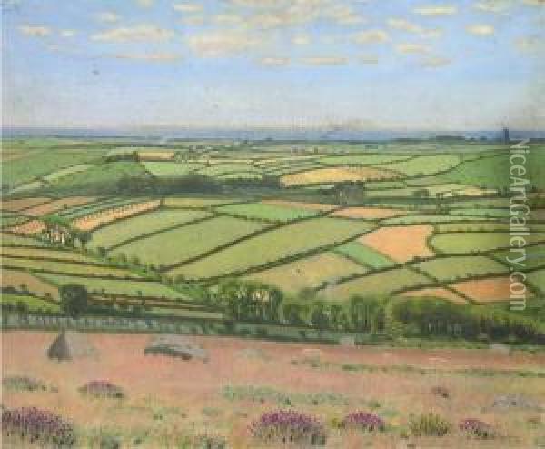 Cornish Landscape Oil Painting - Robert Morson Hughes