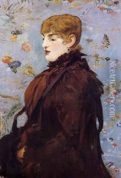 Autumn, Portait of Mery Laurent in a Brown Fur Cape Oil Painting - Edouard Manet