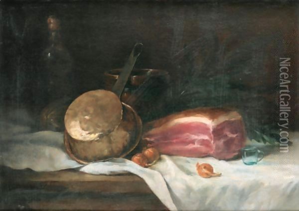 Still Life With Ham Oil Painting - Antoine Vollon