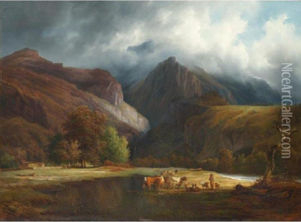 Scene Des Hautes Alpes Oil Painting - Francois Diday