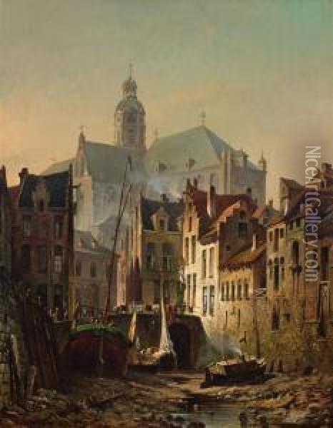 City View Oil Painting - Marinus van Raden