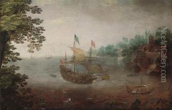 A Dutch East India Company Yacht Oil Painting - Cornelis Hendricksz. The Younger Vroom