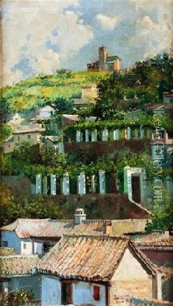 Casas De Pueblo Oil Painting - Jose Lupianez y Carrasco