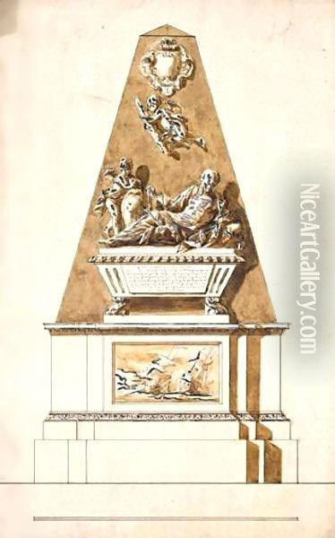 Designs For The Monument to Earl Stanhope In Westminster Abbey Oil Painting - John Michael Rysbrack