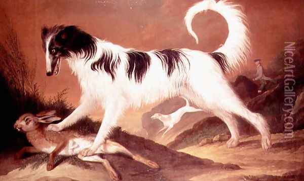 Dog and Hare Oil Painting - Karl Kaspar Pitz