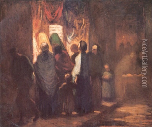 Un Etalage (la Devanture) Oil Painting - Honore Daumier