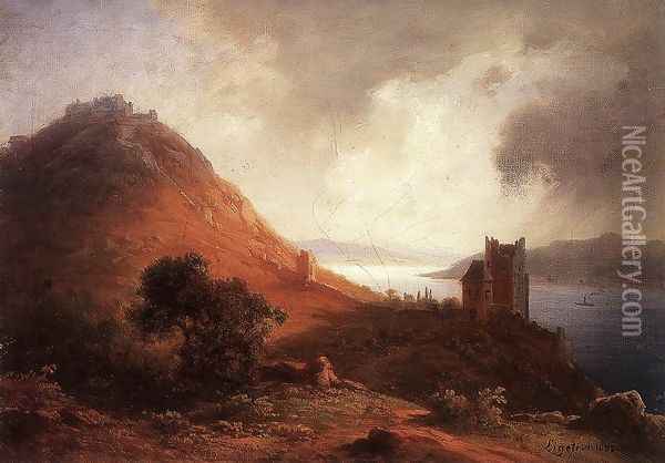 View of Visegrad with the Solomon Tower 1882 Oil Painting - Antal Ligeti