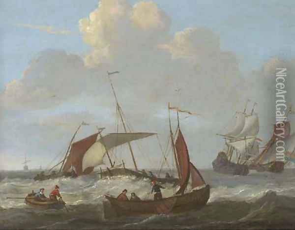 Dutch shipping in choppy seas Oil Painting - Abraham Storck