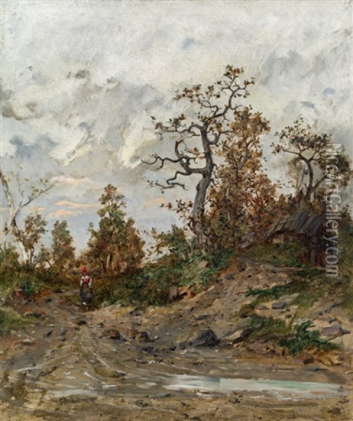 Landscape In Fall Oil Painting - Emil Jacob Schindler