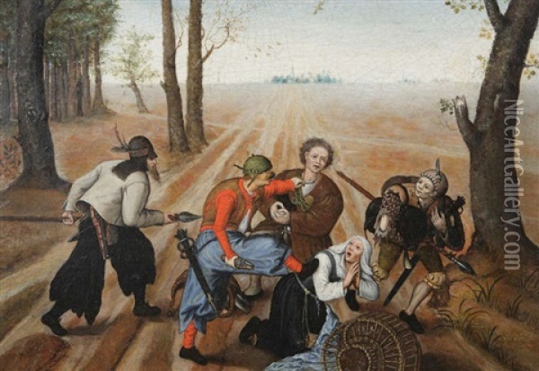 Attaque Sur Un Couple De Paysans Oil Painting - Pieter Brueghel the Younger