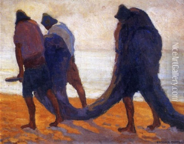 Pescadores Oil Painting - Enrique Pascual Monturiol