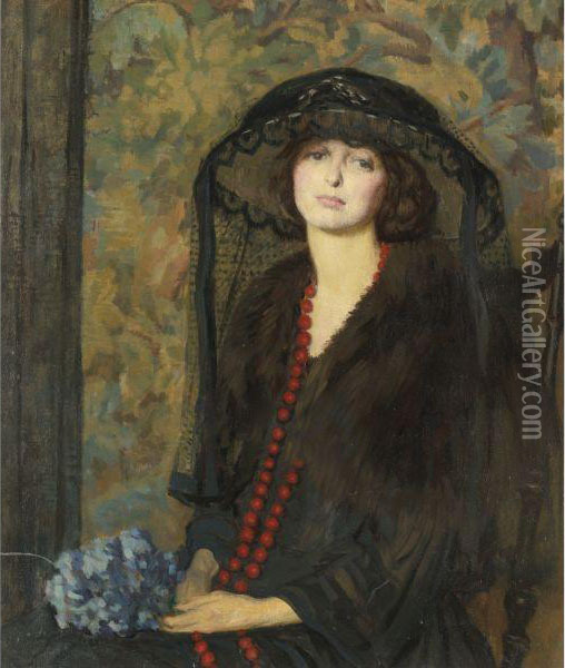 The Red Necklace Oil Painting - Philip Leslie Hale