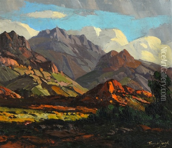 Mountainous Landscape Oil Painting - Tinus de Jongh