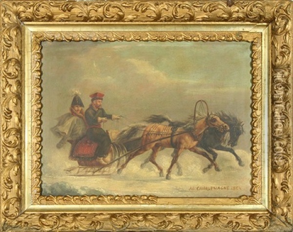 Winter Traveling Oil Painting - Adolphe Josefovich Charlemagne