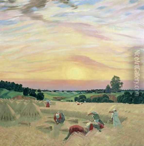 The Harvest Oil Painting - Boris Kustodiev