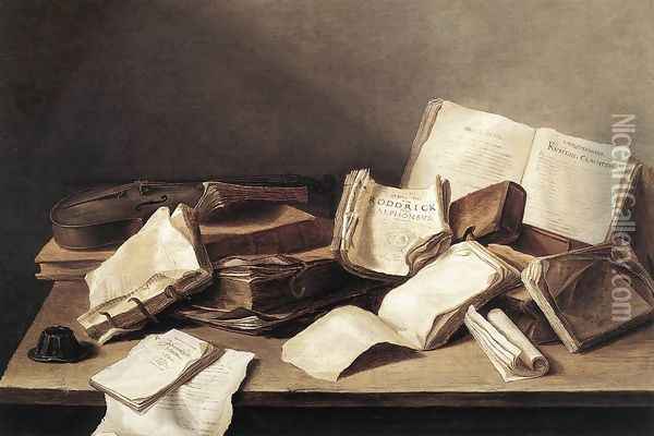 Still-Life of Books 1628 Oil Painting - Jan Davidsz. De Heem