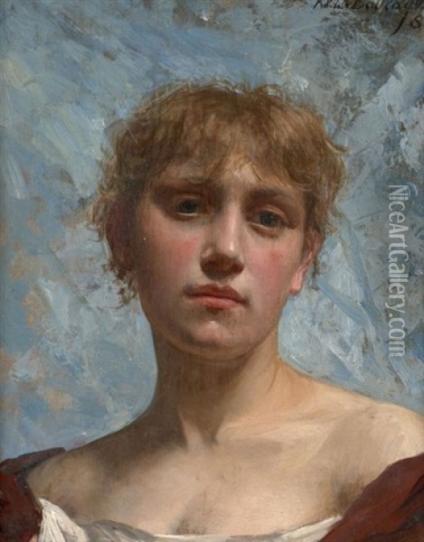 Portrait D'une Jeune Fille En Buste Oil Painting - Paul Antoine de la Boulaye