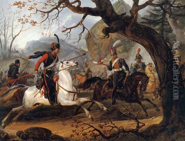 Napoleonic battle in the Alps Oil Painting - Horace Vernet