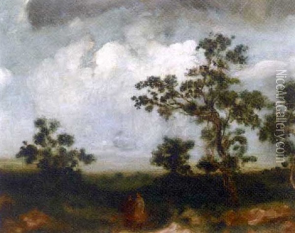 Shadows Falling In A Landscape Oil Painting - Arthur B. Davies