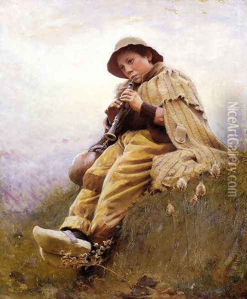 A Shepherd Boy Oil Painting - Charles Sprague Pearce