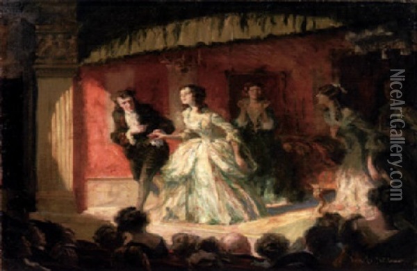 Im Theater Oil Painting - Robert Emil Stuebner