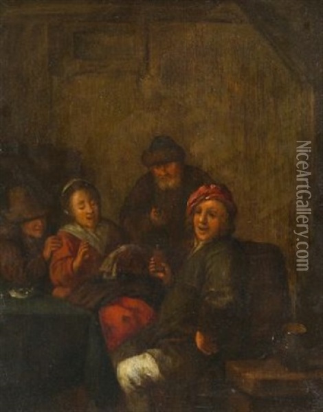 Singende Und Trinkende Bauern In Einer Taverne Oil Painting - Jan Miense Molenaer