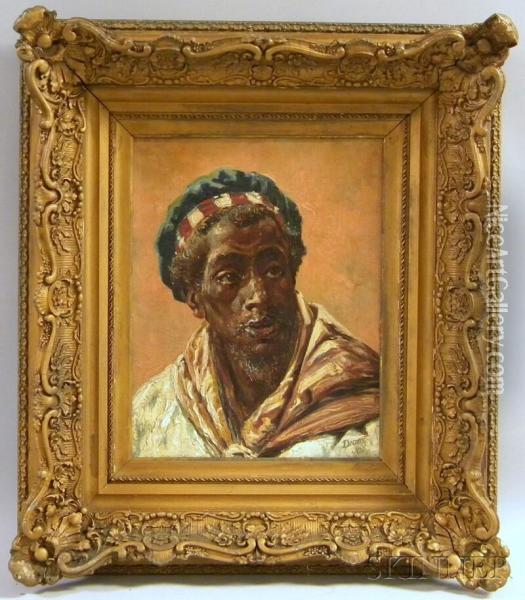 Portrait Of A North African Man Oil Painting - Gustave Henry Mosler