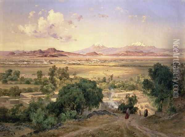 The Valley of Mexico from the Low Ridge of Tacubaya, 1894 Oil Painting - Jose Maria Velasco