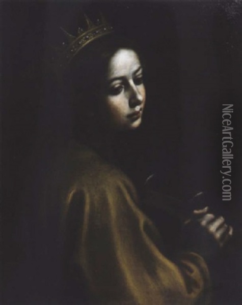 Sainte Catherine Oil Painting - Francesco Curradi