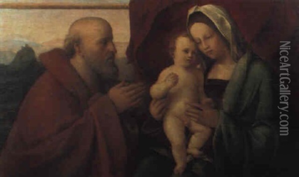 Die Heilige Familie In Einer Landschaft Oil Painting - Pietro degli Ingannati