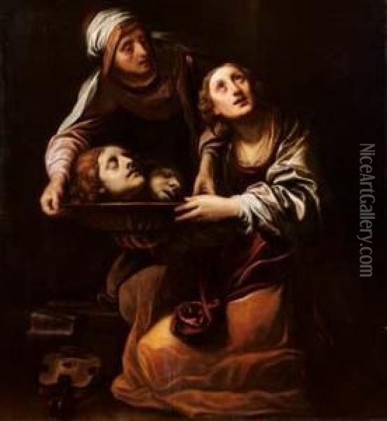 Santa Cecilia Con Le Teste Dei Santi Tiburzio E Valeriano Oil Painting - Alessandro Tiarini